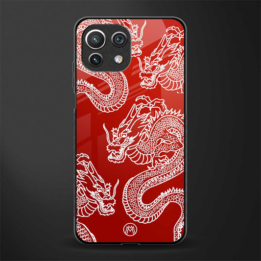dragons red glass case for mi 11 lite image