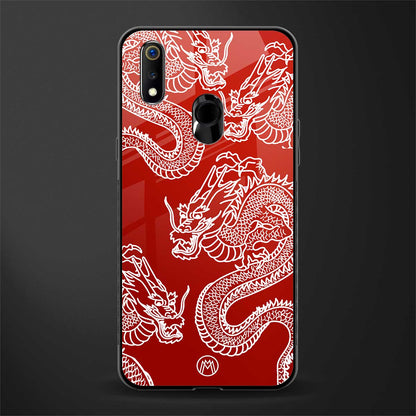 dragons red glass case for realme 3 pro image