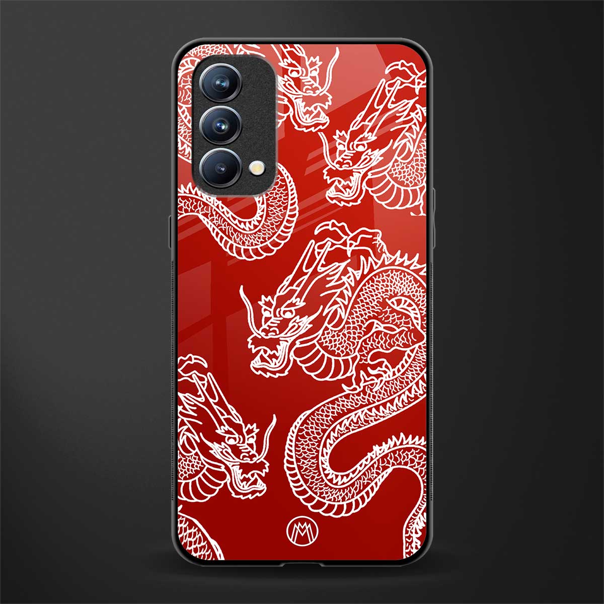 dragons red glass case for oppo f19 image