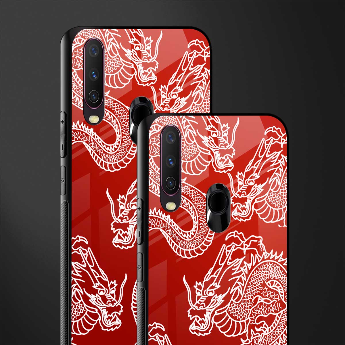 dragons red glass case for vivo y17 image-2