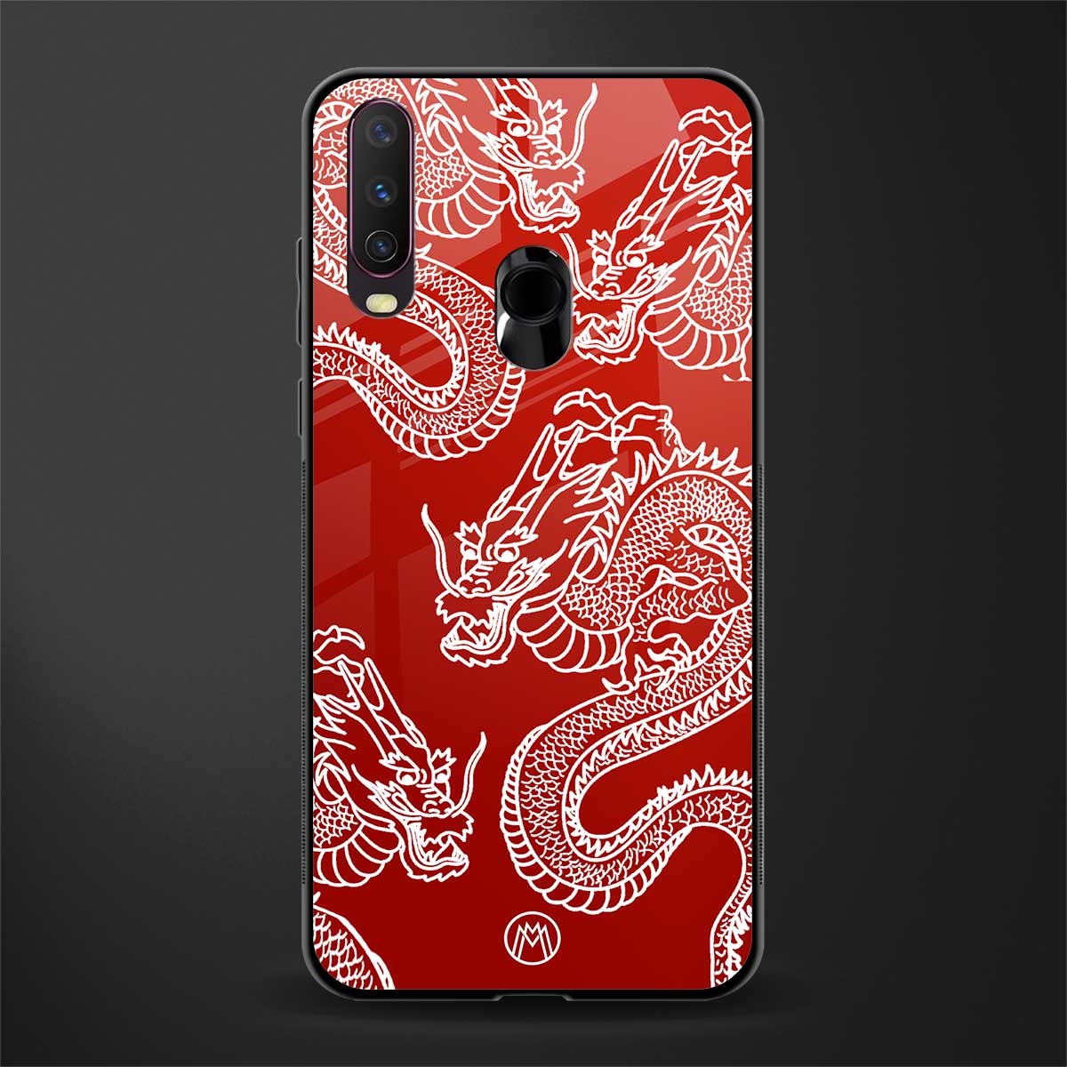 dragons red glass case for vivo y12 image