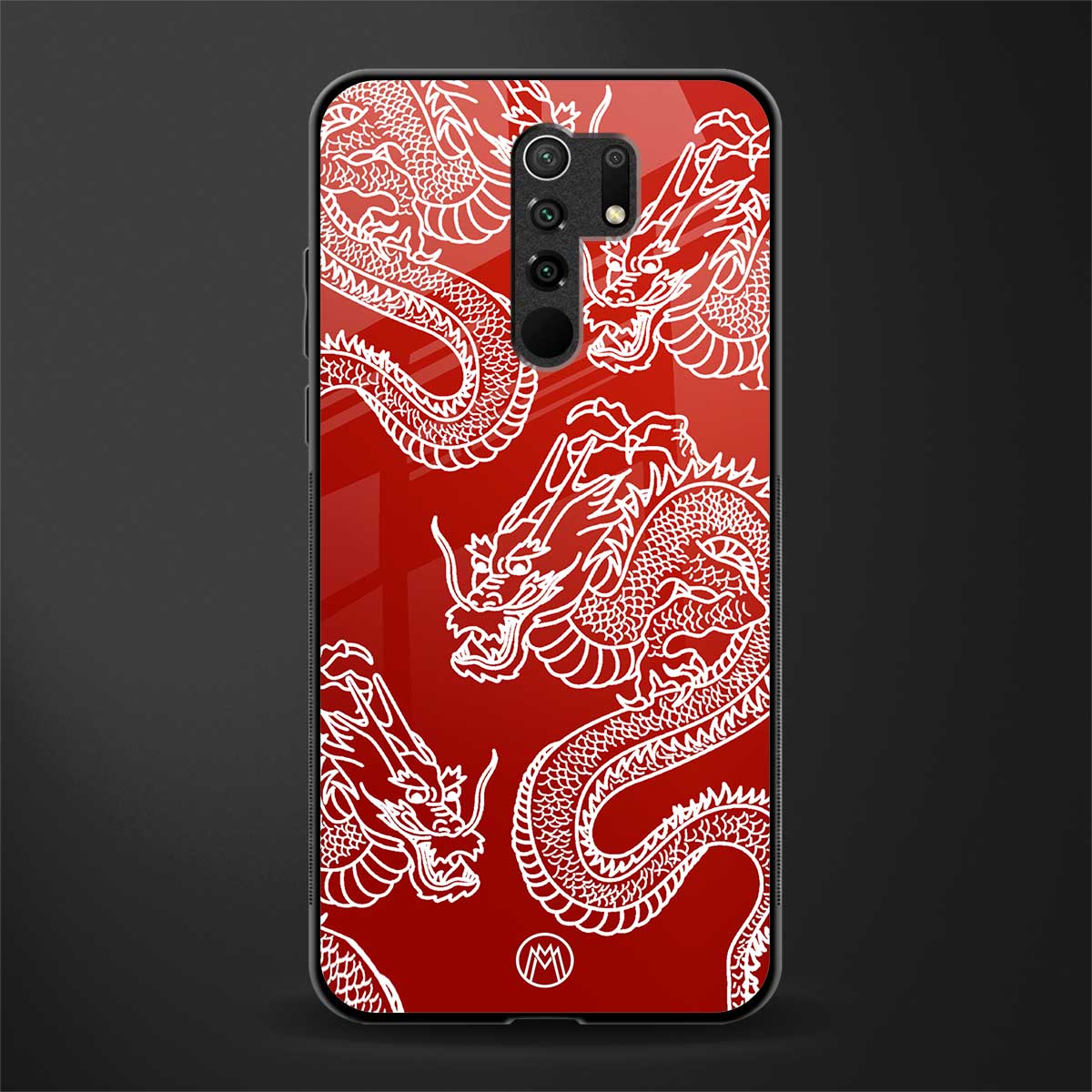 dragons red glass case for redmi 9 prime image