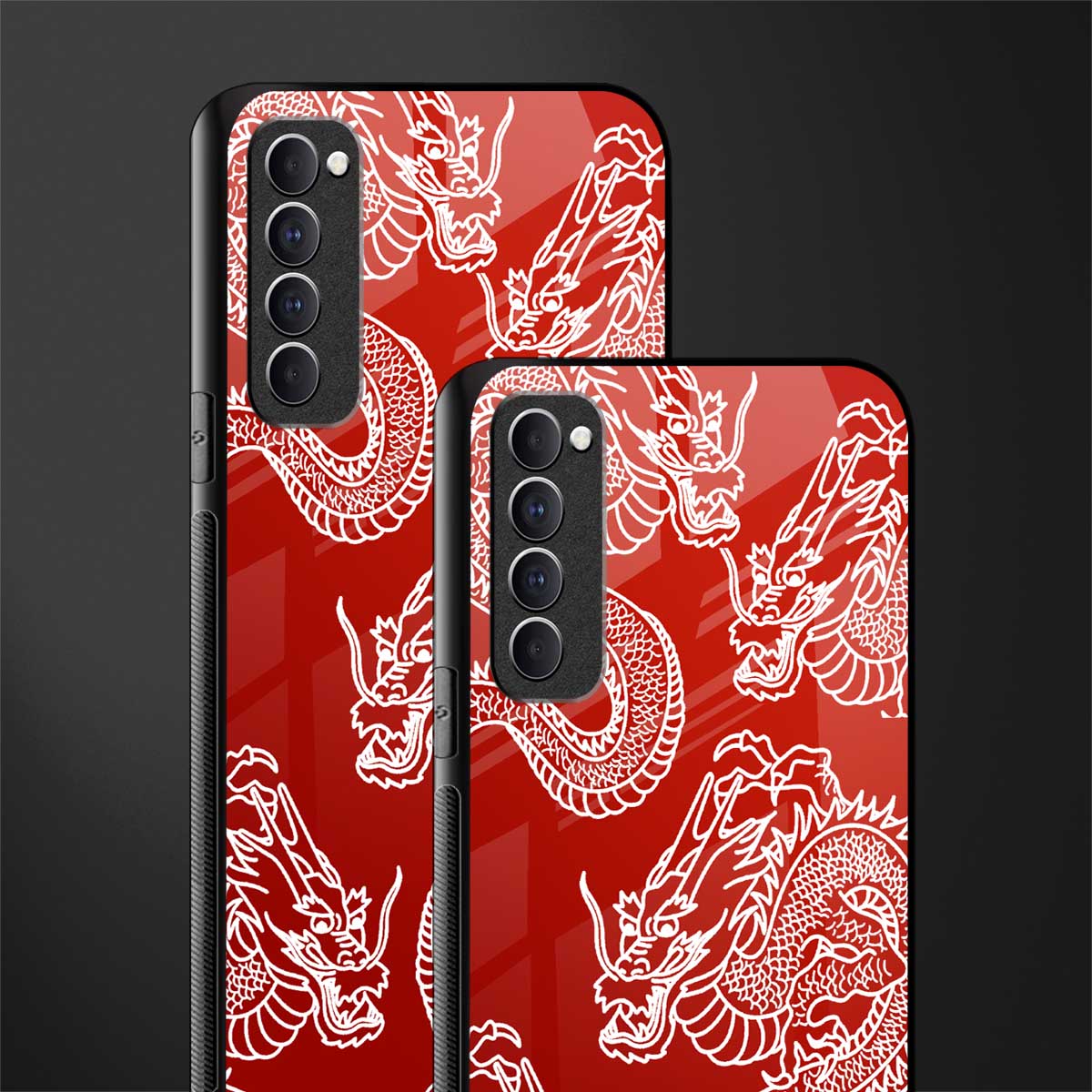 dragons red glass case for oppo reno 4 pro image-2