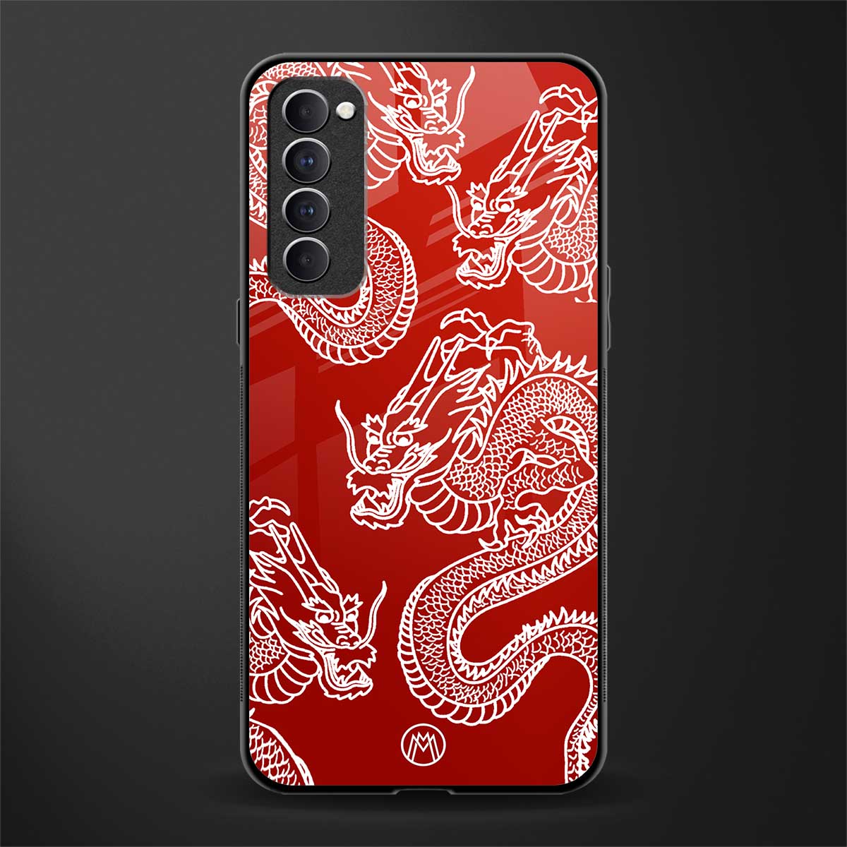 dragons red glass case for oppo reno 4 pro image