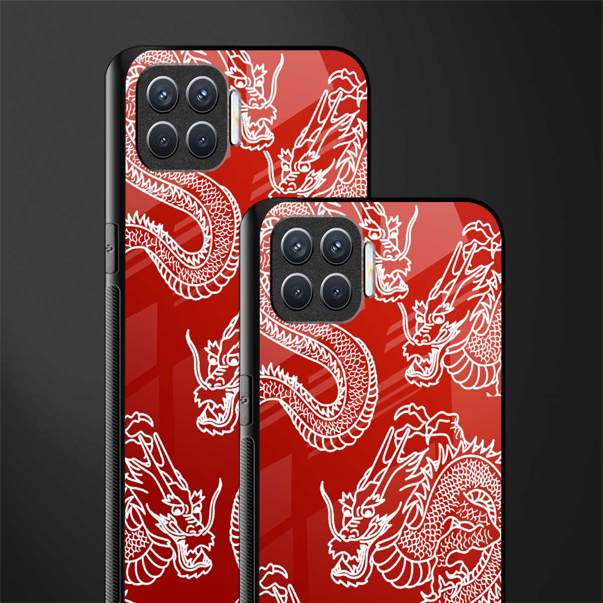 dragons red glass case for oppo f17 image-2