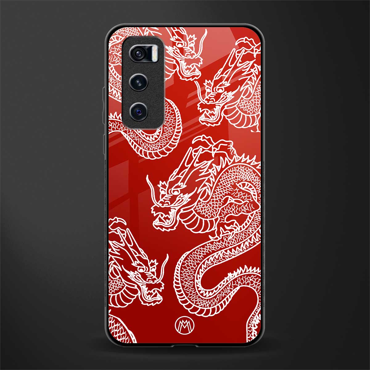 dragons red glass case for vivo v20 se image