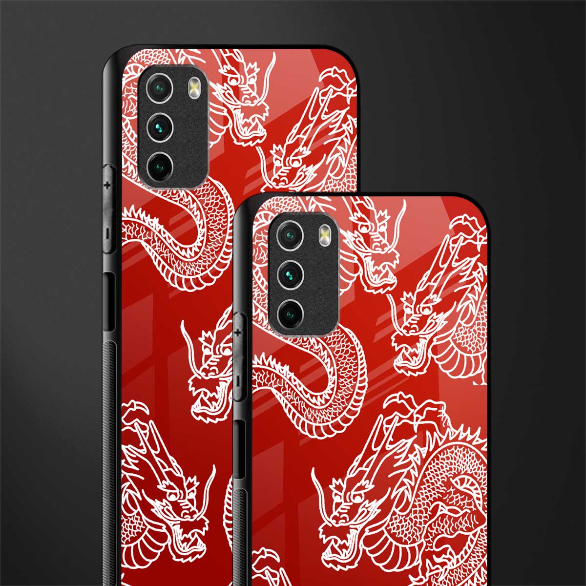 dragons red glass case for poco m3 image-2