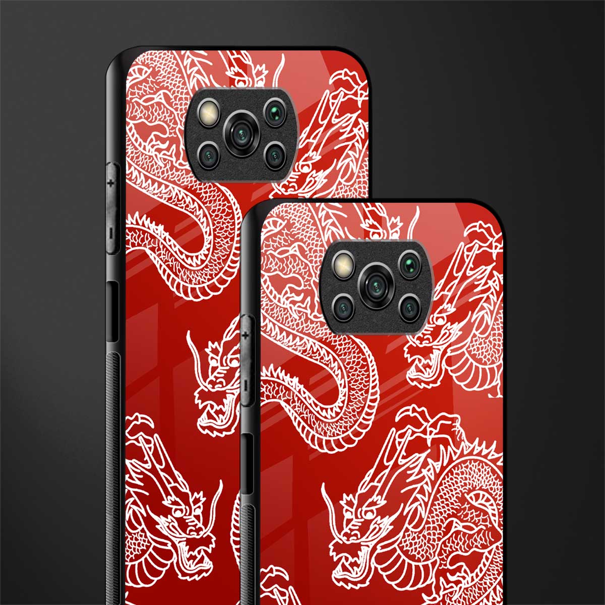 dragons red glass case for poco x3 image-2