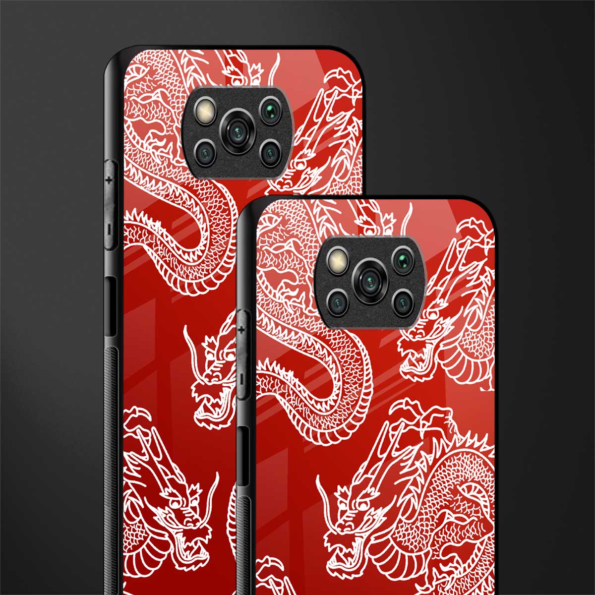 dragons red glass case for poco x3 pro image-2