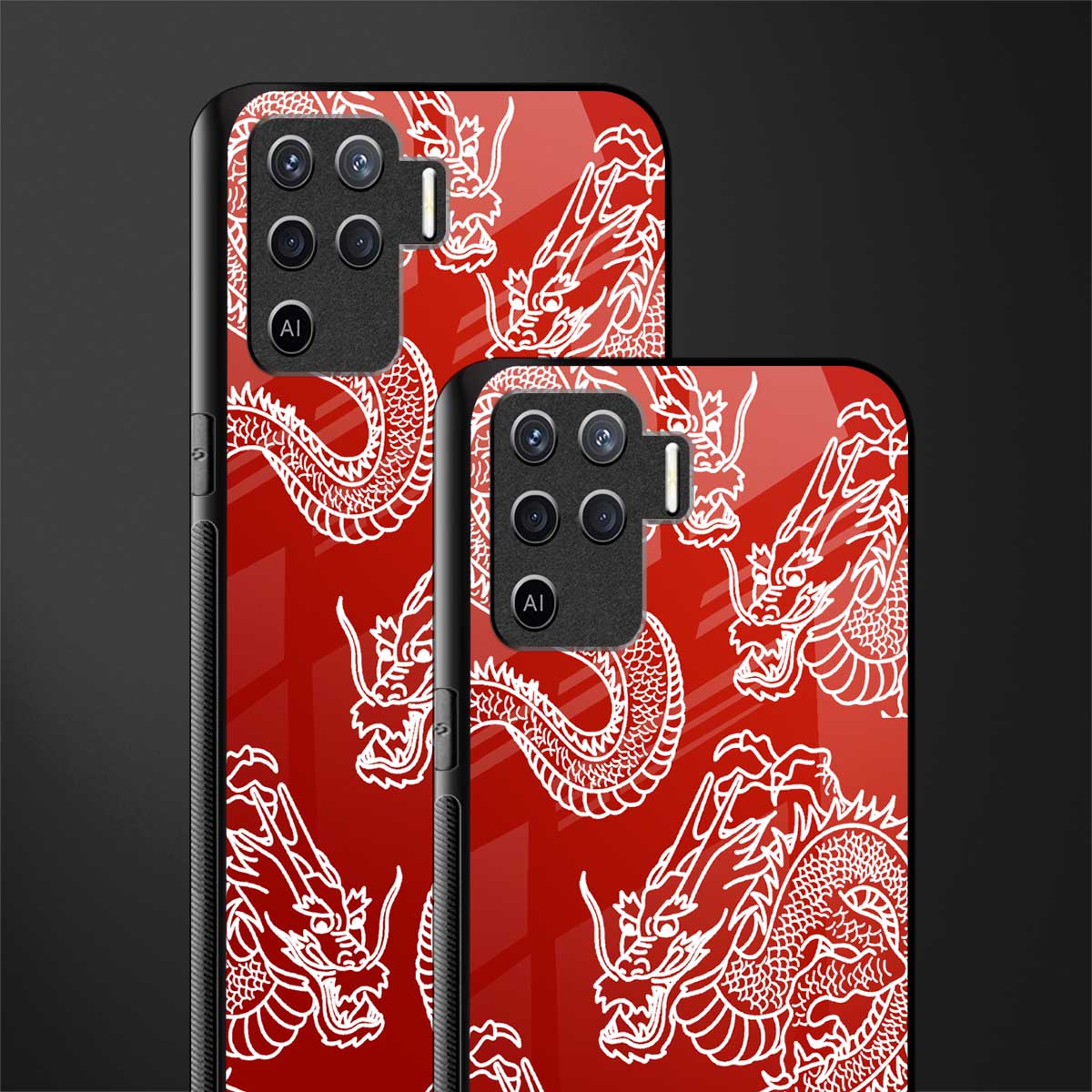dragons red glass case for oppo f19 pro image-2