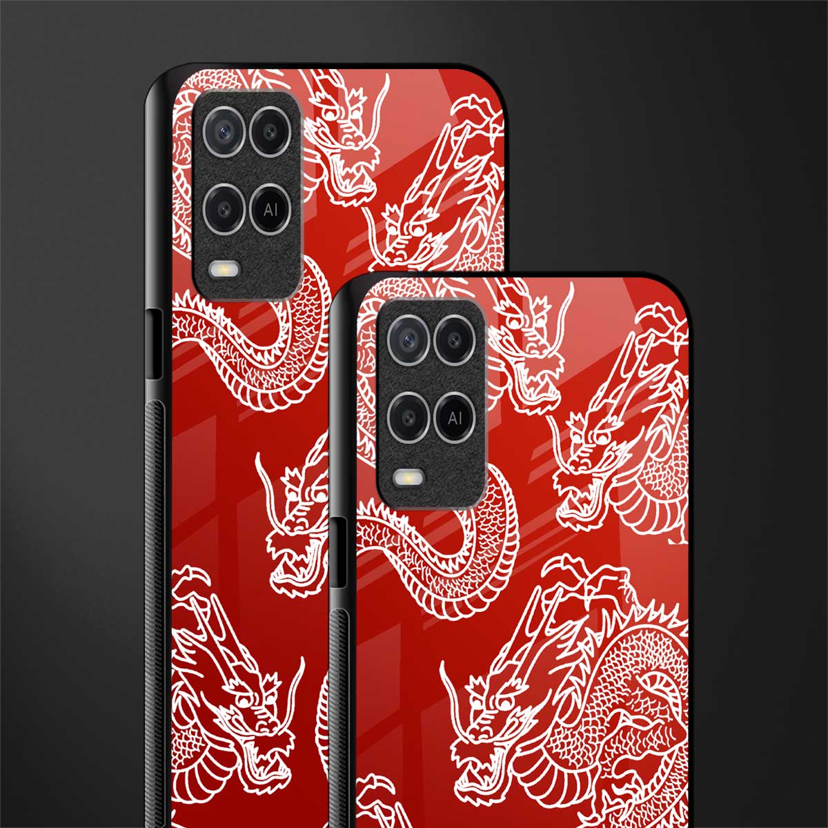 dragons red glass case for oppo a54 image-2