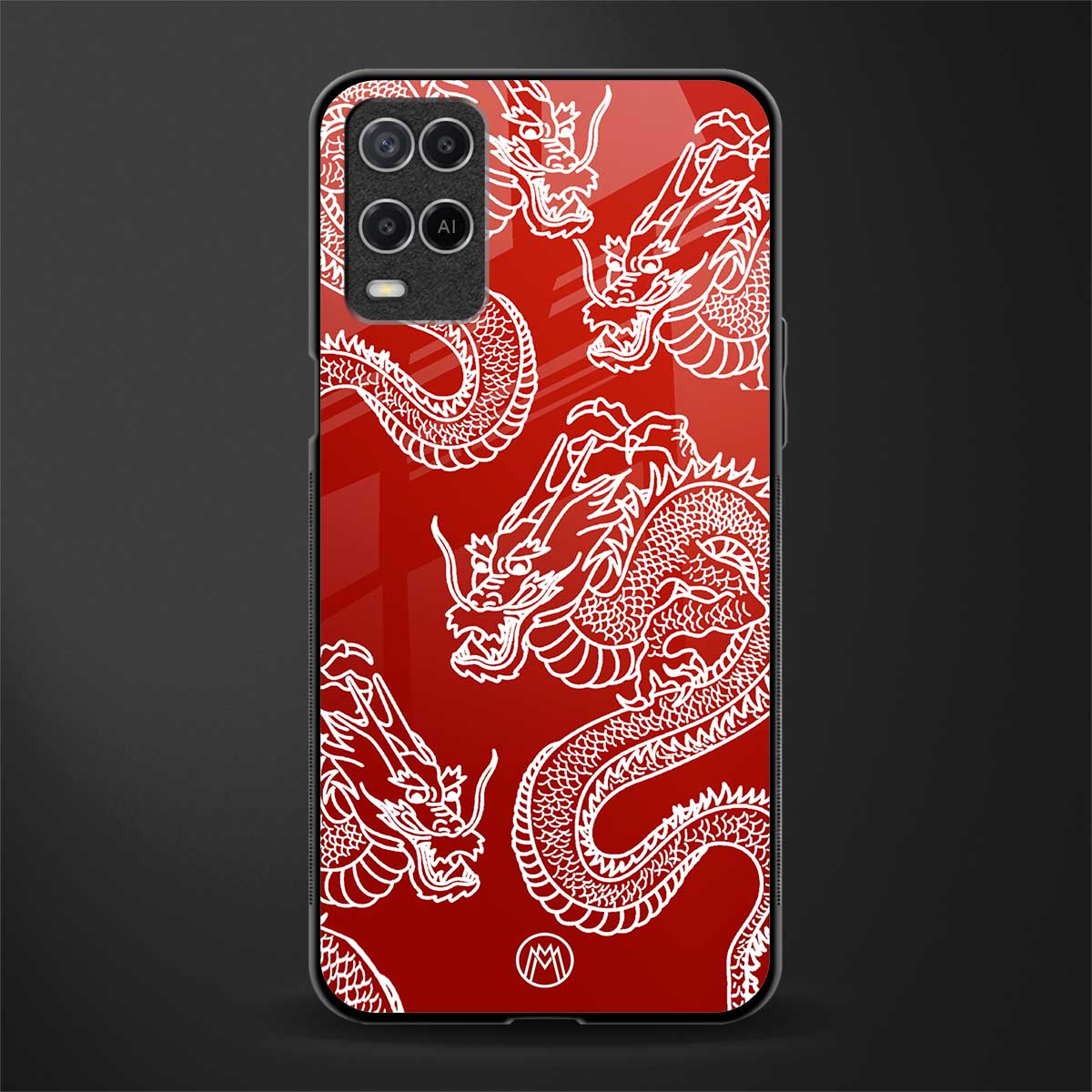 dragons red glass case for oppo a54 image