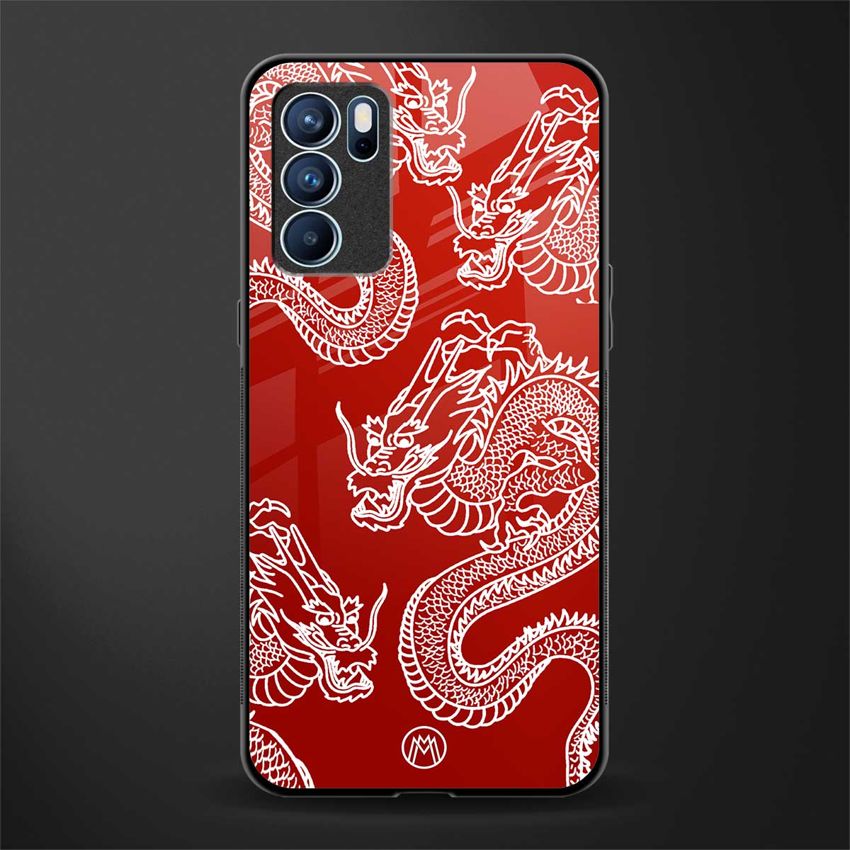 dragons red glass case for oppo reno6 5g image