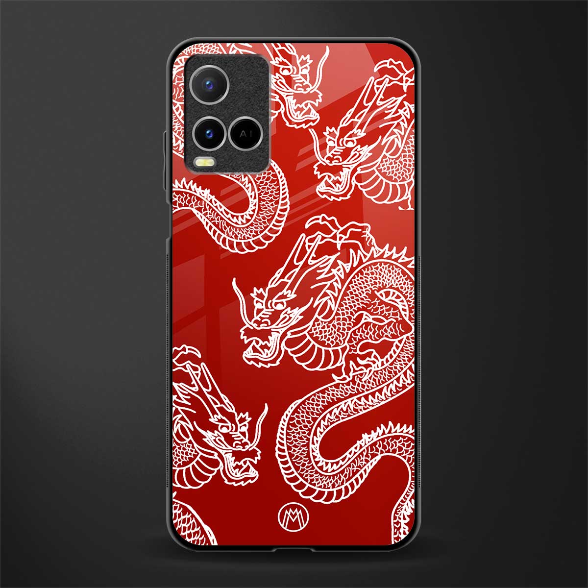 dragons red glass case for vivo y21 image