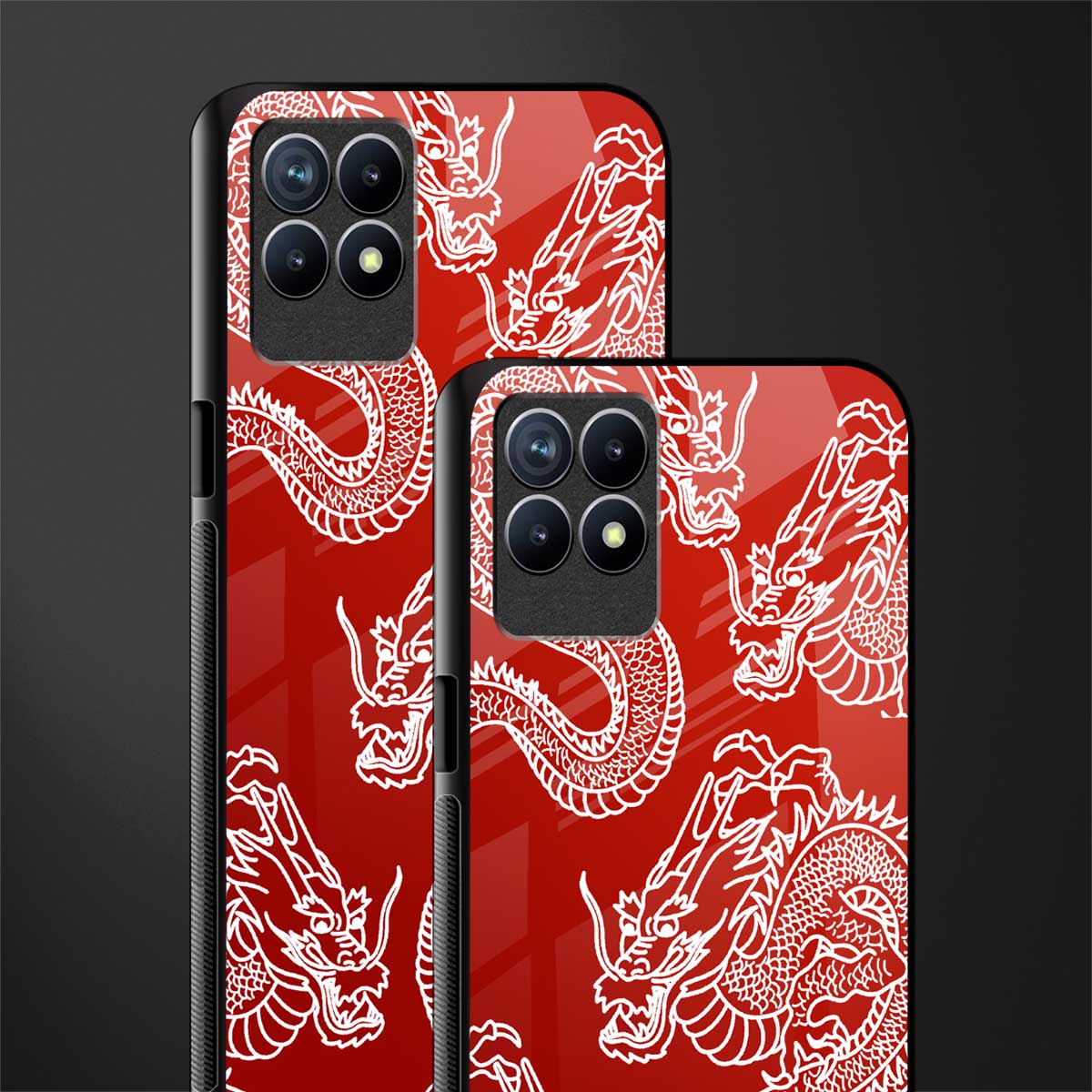 dragons red glass case for realme 8i image-2