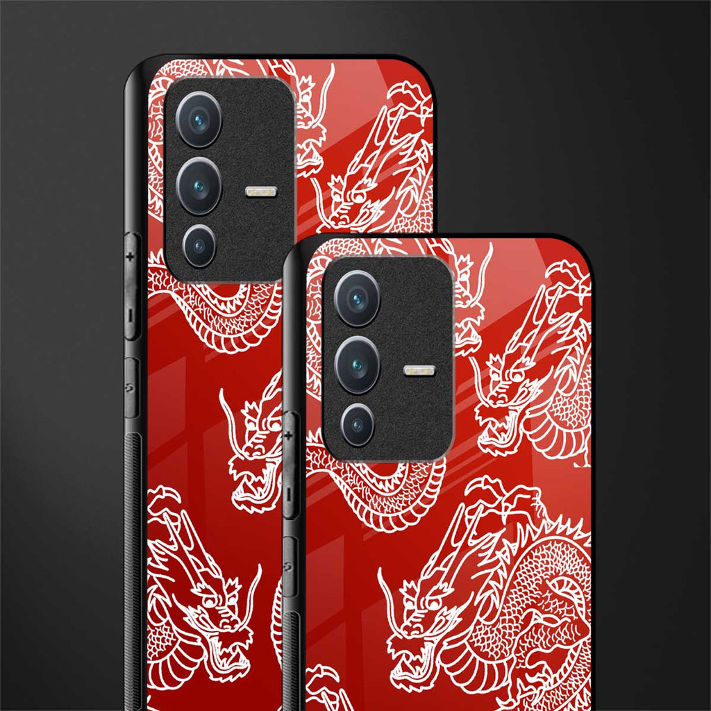 dragons red glass case for vivo v23 5g image-2