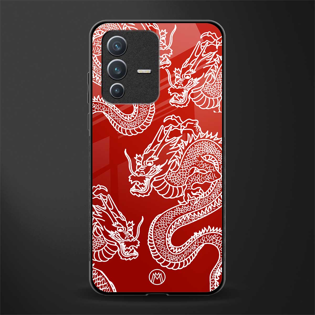 dragons red glass case for vivo v23 5g image