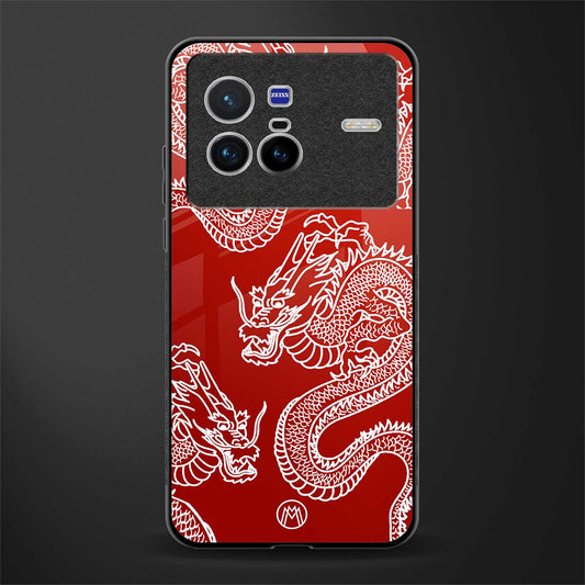 dragons red glass case for vivo x80 image
