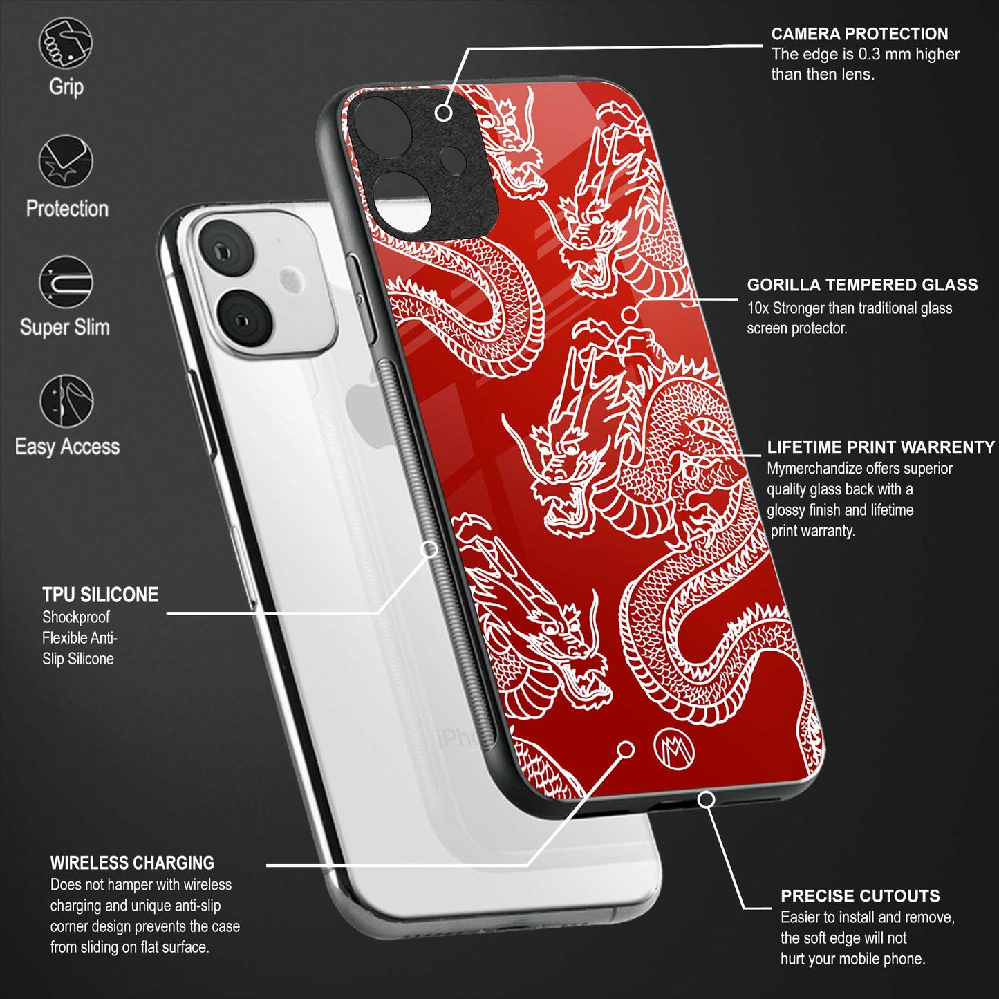 dragons red glass case for vivo v17 image-4