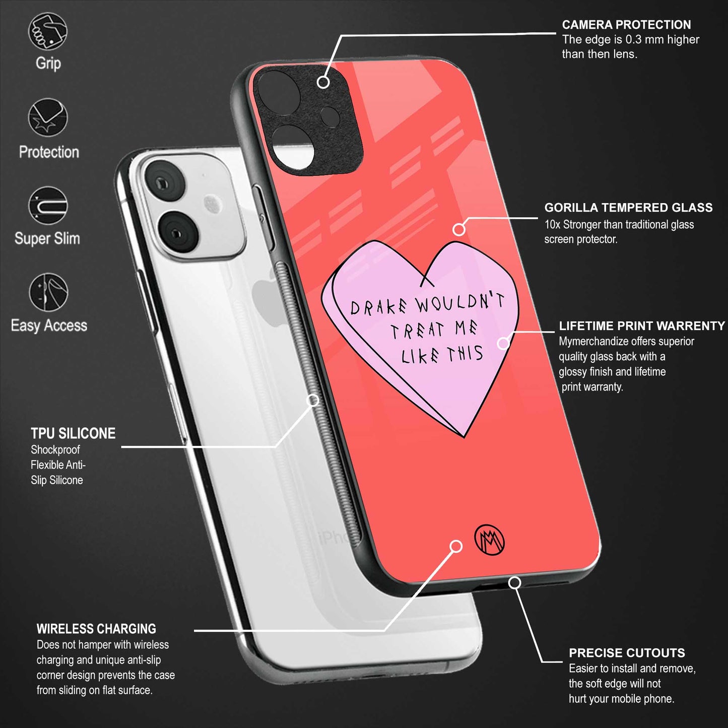 drake wouldn't treat me like this glass case for redmi 9i image-4