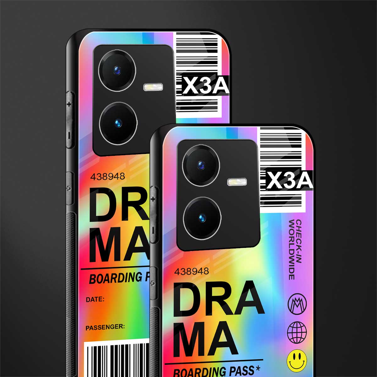 drama back phone cover | glass case for vivo y22