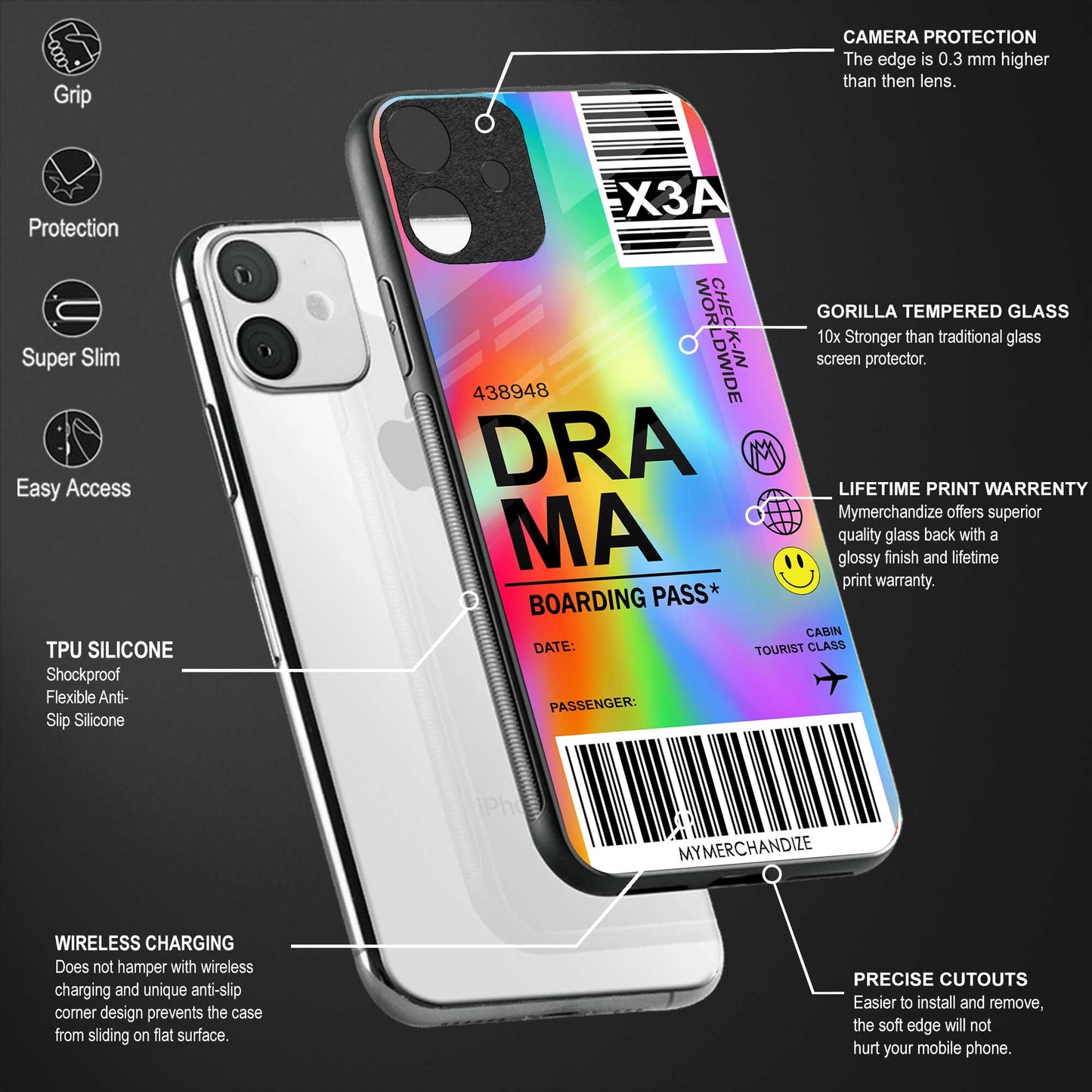 drama back phone cover | glass case for oneplus 10r 5g