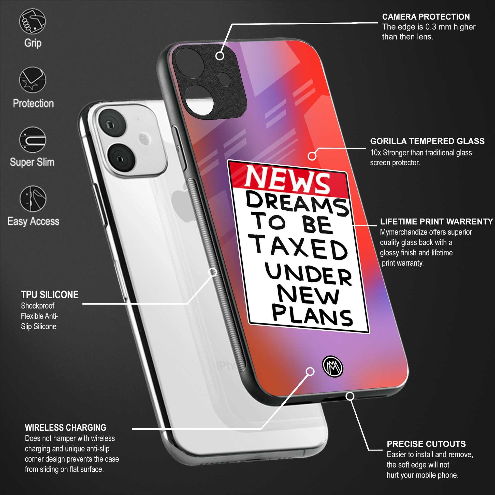 dreams to be taxed back phone cover | glass case for vivo v27 pro 5g