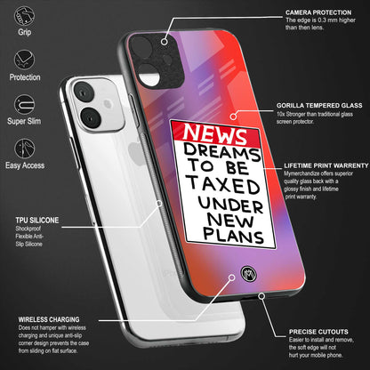 dreams to be taxed back phone cover | glass case for vivo v27 pro 5g