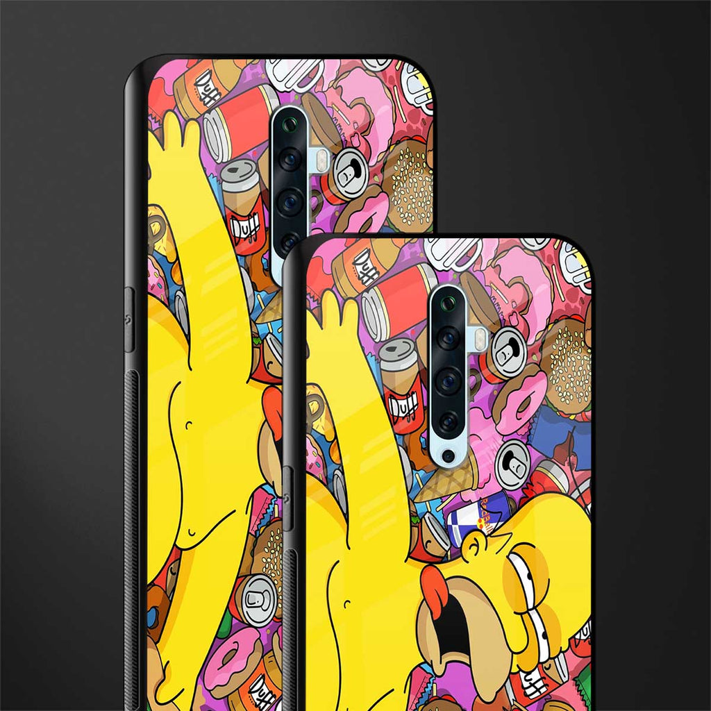 drunk homer simpsons glass case for oppo reno 2f image-2