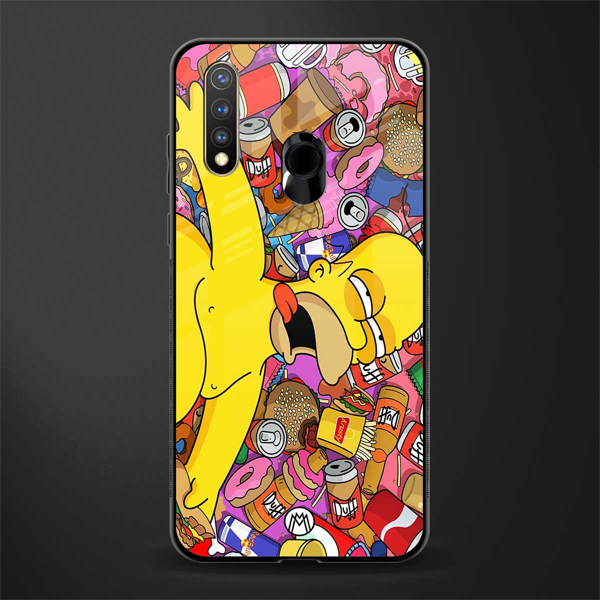 drunk homer simpsons glass case for vivo u20 image