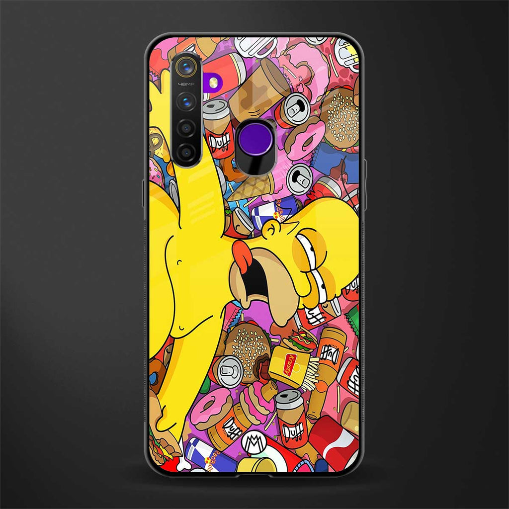 drunk homer simpsons glass case for realme 5 pro image