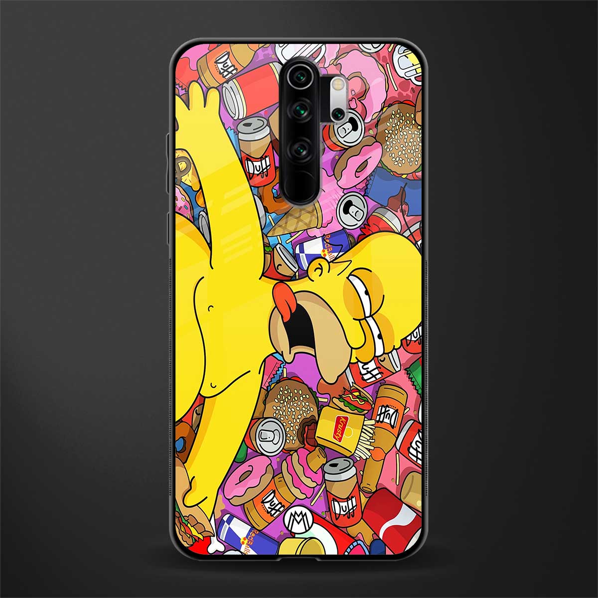 drunk homer simpsons glass case for redmi note 8 pro image