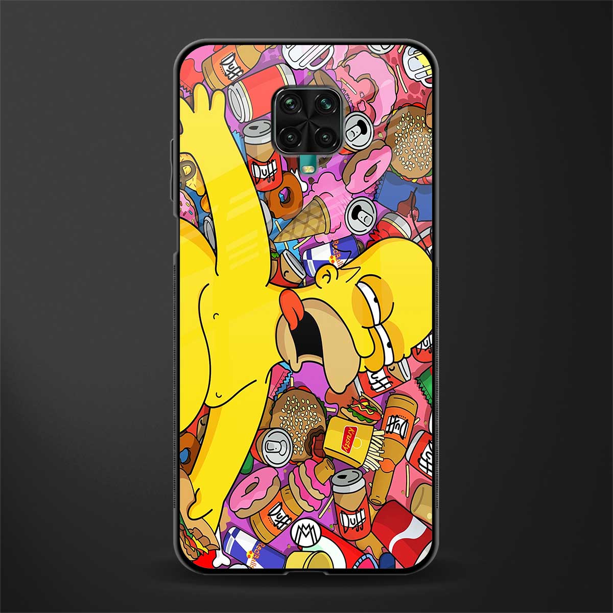 drunk homer simpsons glass case for redmi note 9 pro image