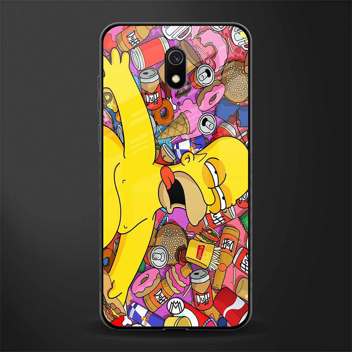 drunk homer simpsons glass case for redmi 8a image