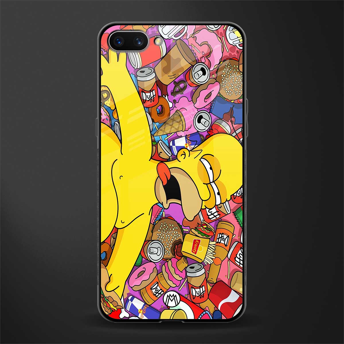 drunk homer simpsons glass case for oppo a3s image