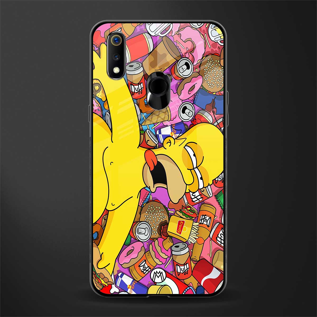 drunk homer simpsons glass case for realme 3 pro image