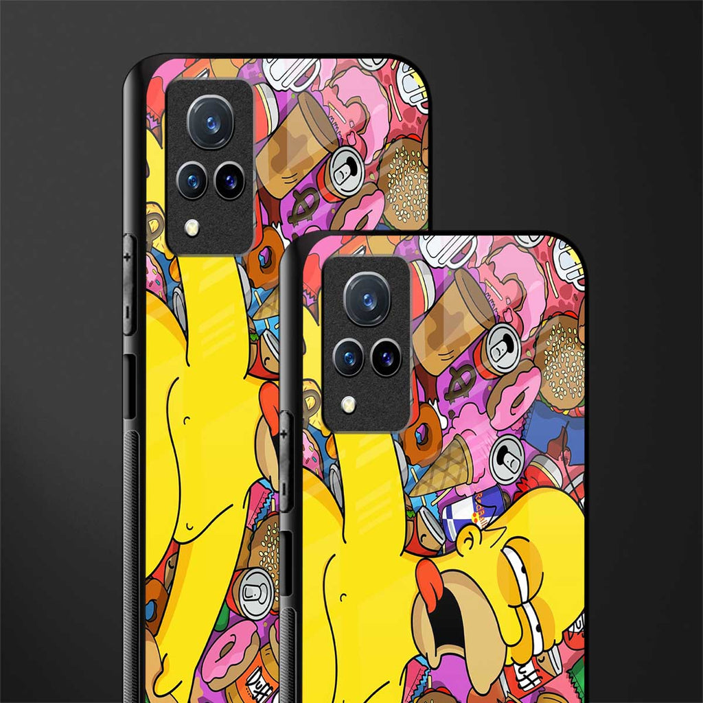 drunk homer simpsons glass case for vivo v21 5g image-2