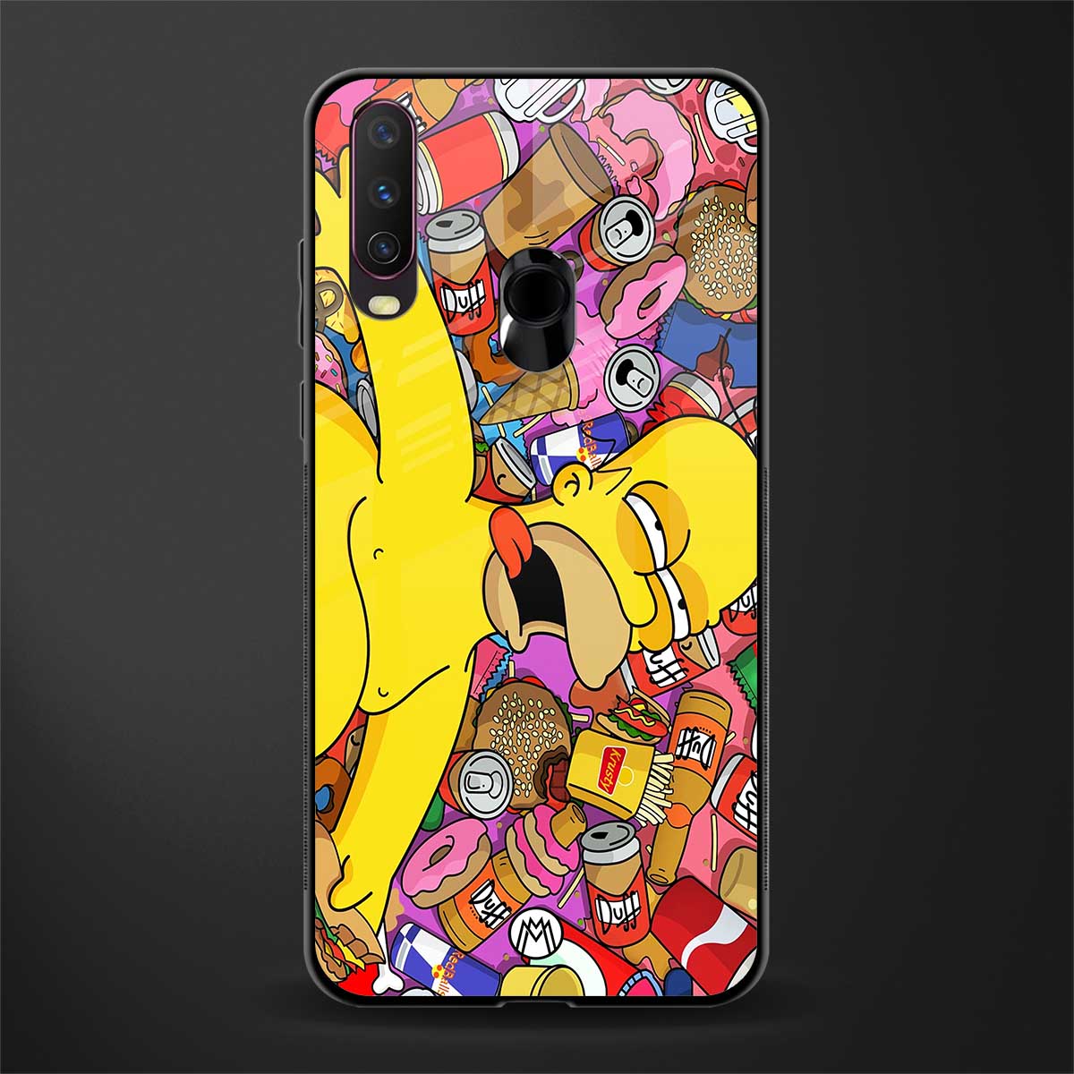 drunk homer simpsons glass case for vivo y17 image