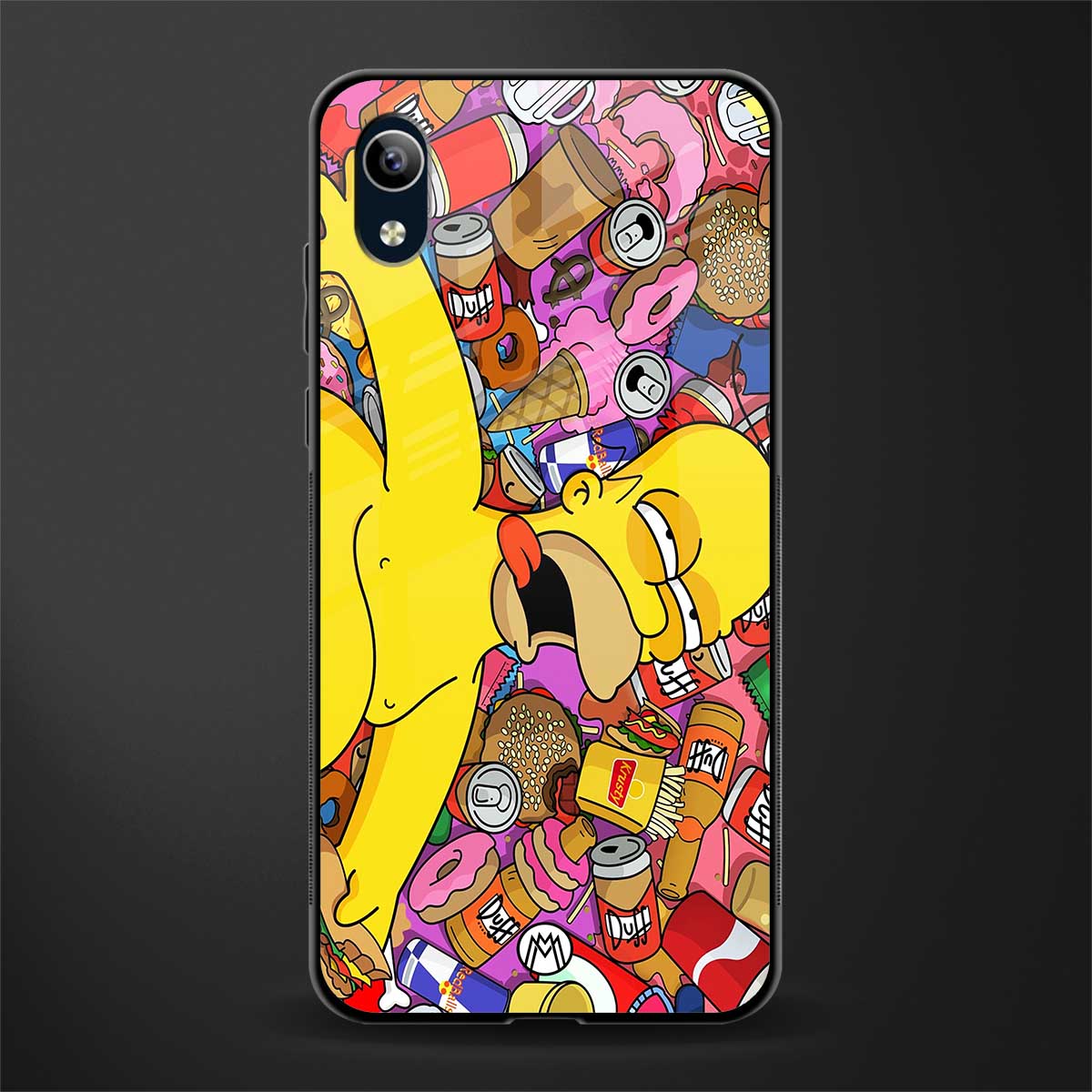 drunk homer simpsons glass case for vivo y91i image