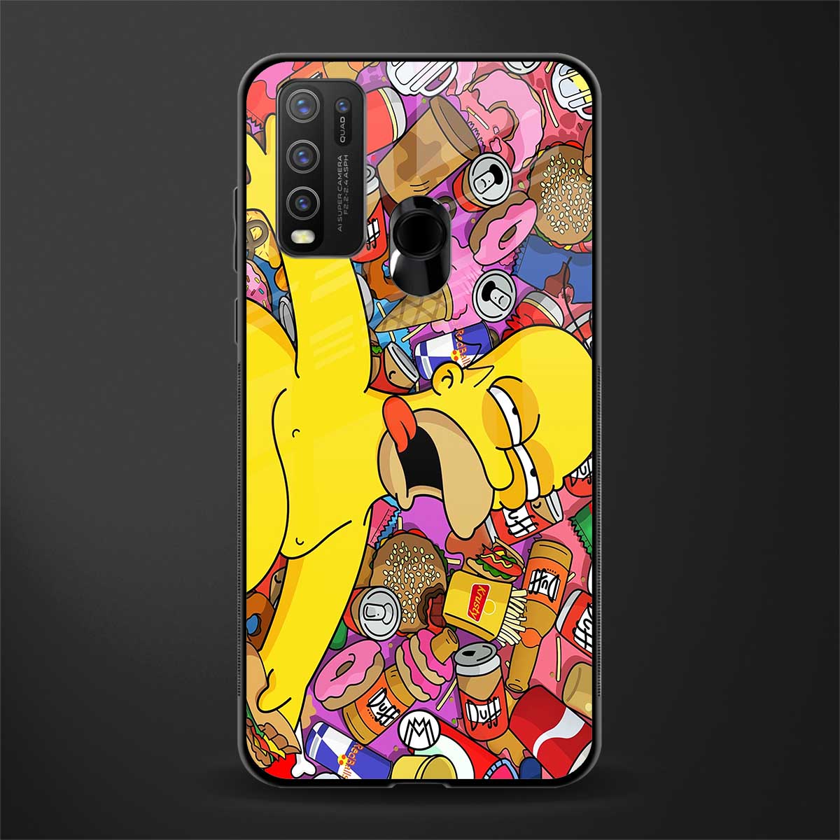 drunk homer simpsons glass case for vivo y30 image