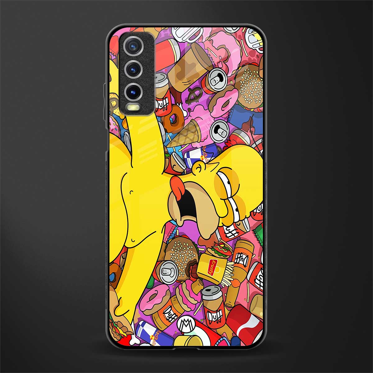 drunk homer simpsons glass case for vivo y12s image
