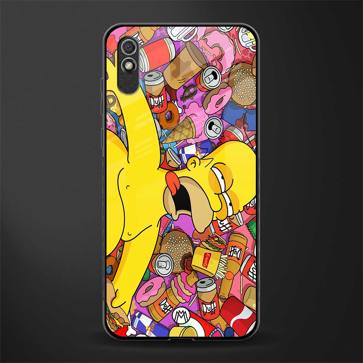 drunk homer simpsons glass case for redmi 9i image