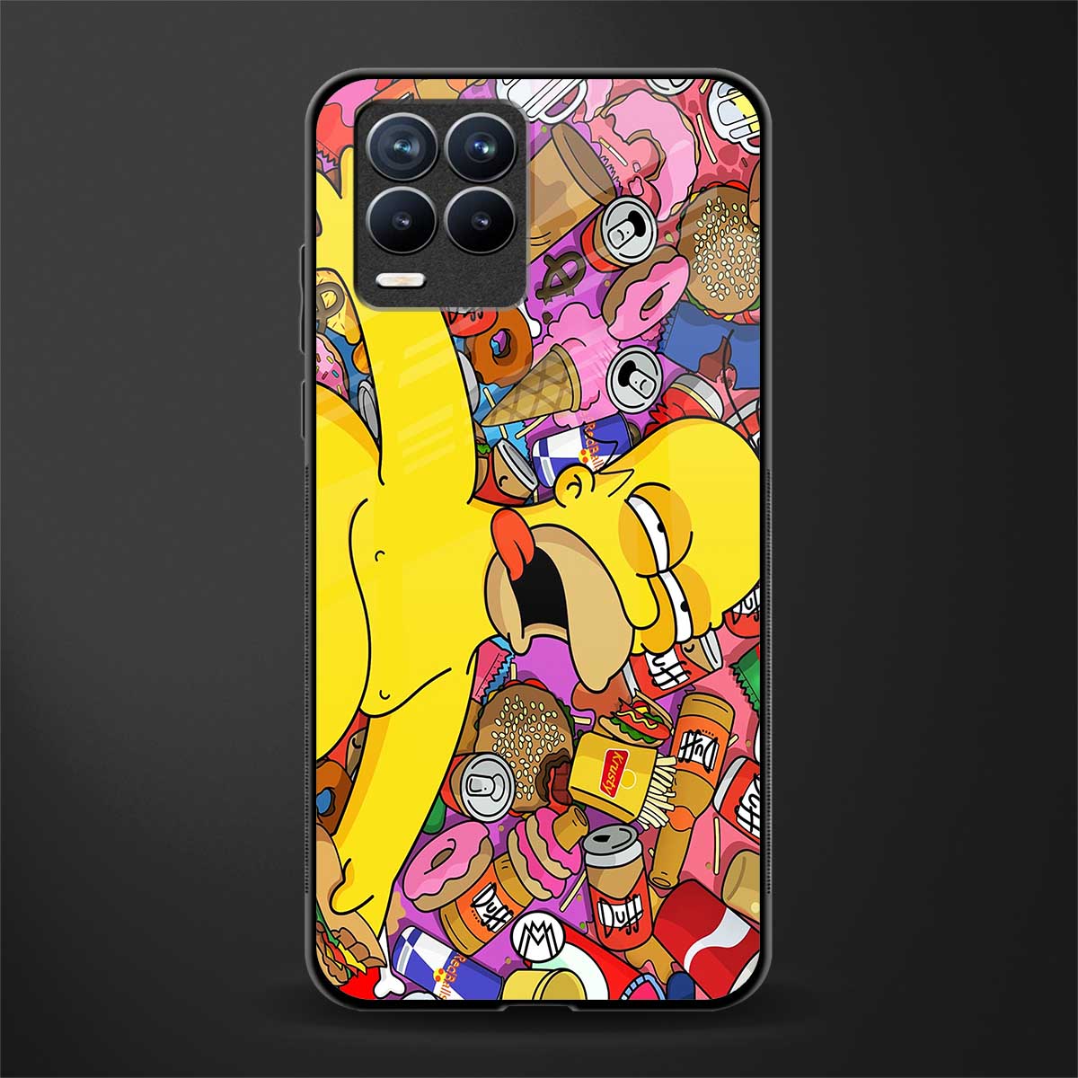 drunk homer simpsons glass case for realme 8 pro image