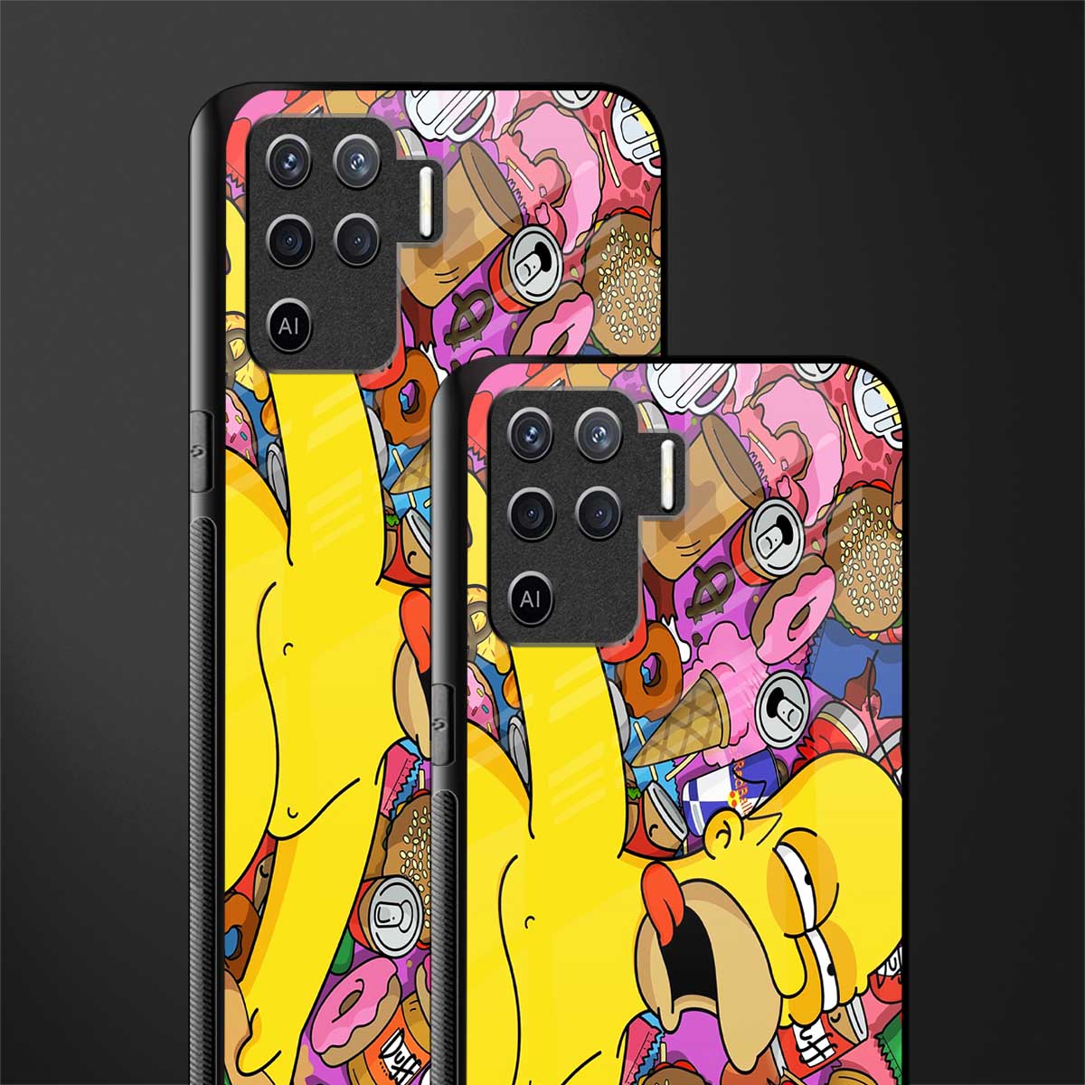 drunk homer simpsons glass case for oppo f19 pro image-2