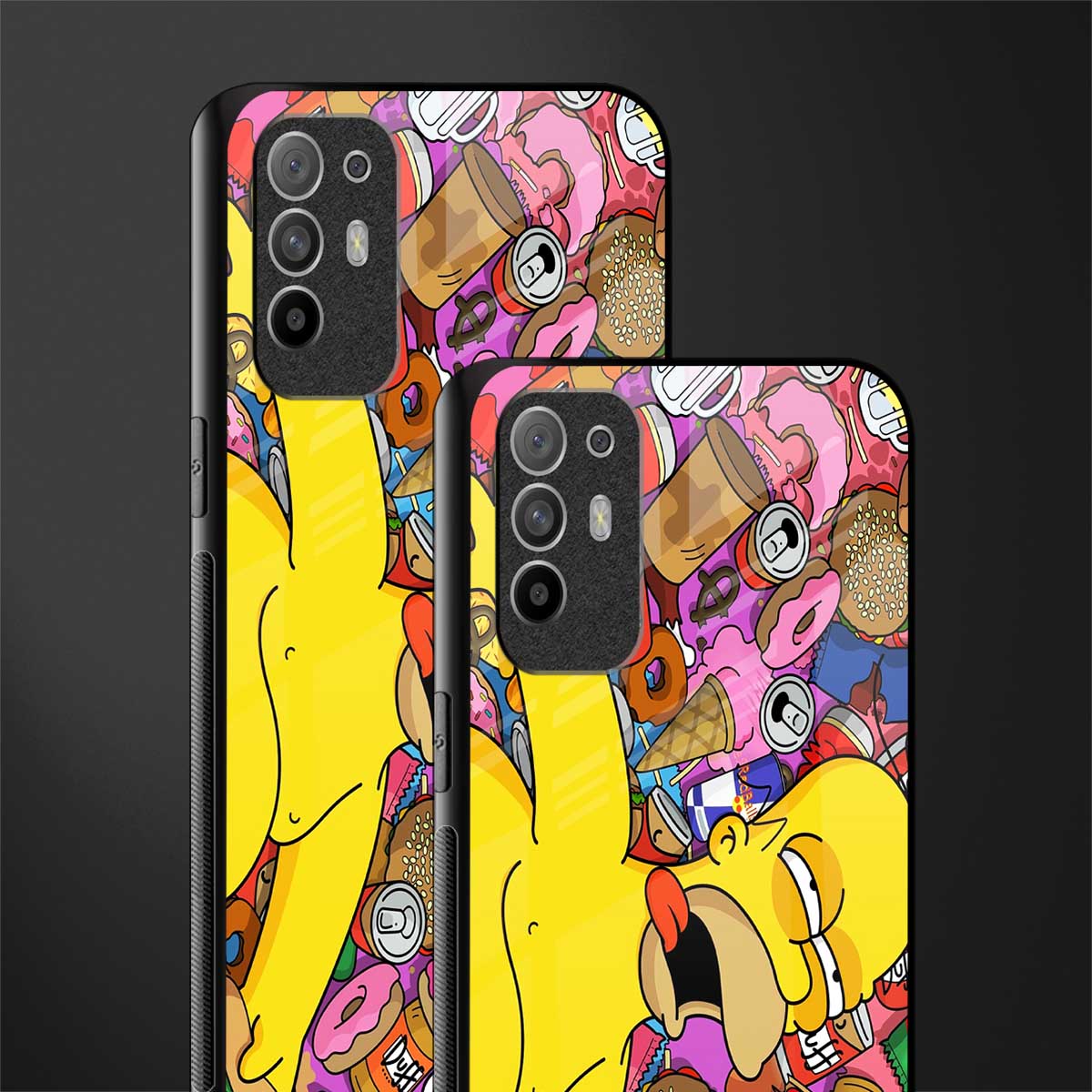drunk homer simpsons glass case for oppo f19 pro plus image-2