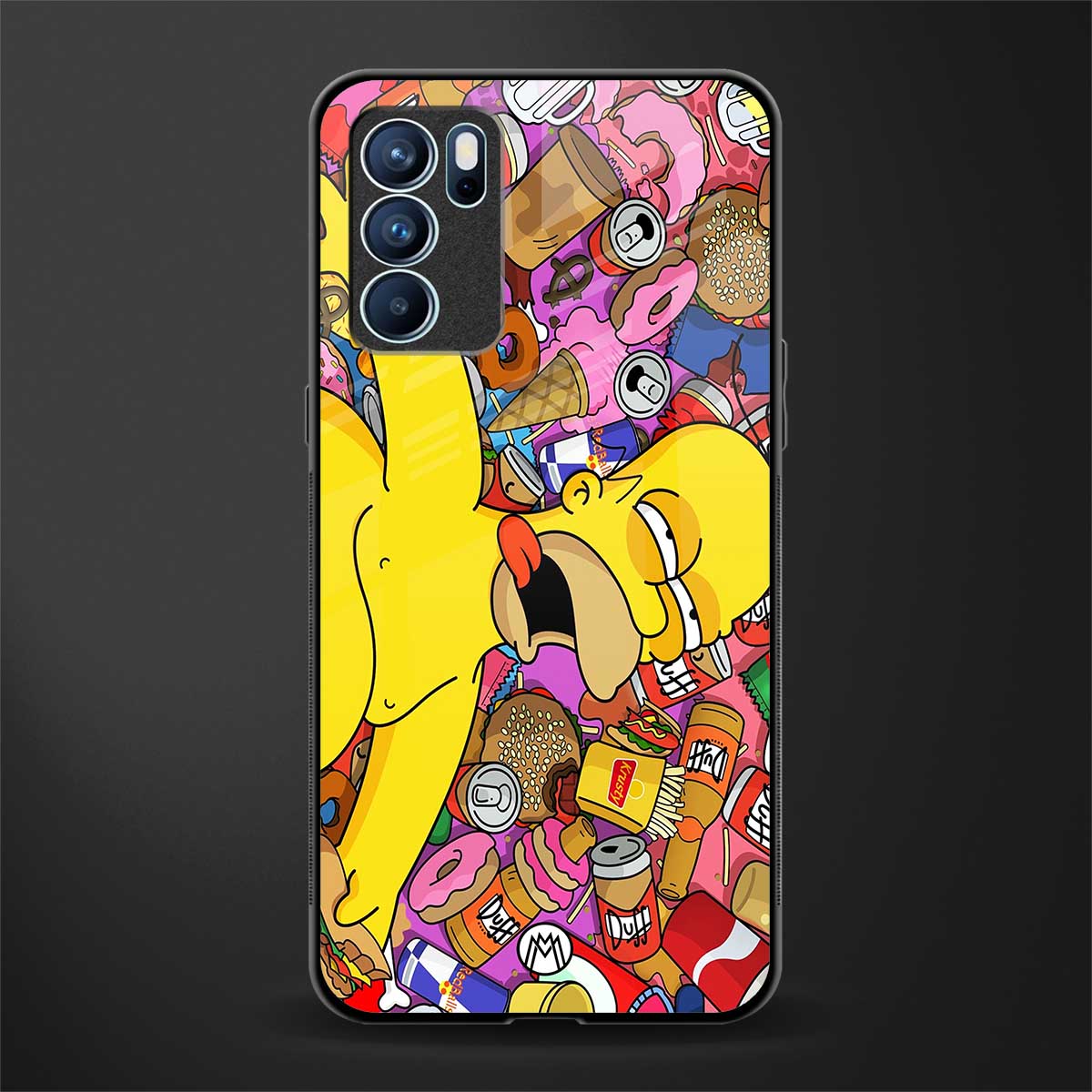 drunk homer simpsons glass case for oppo reno6 5g image