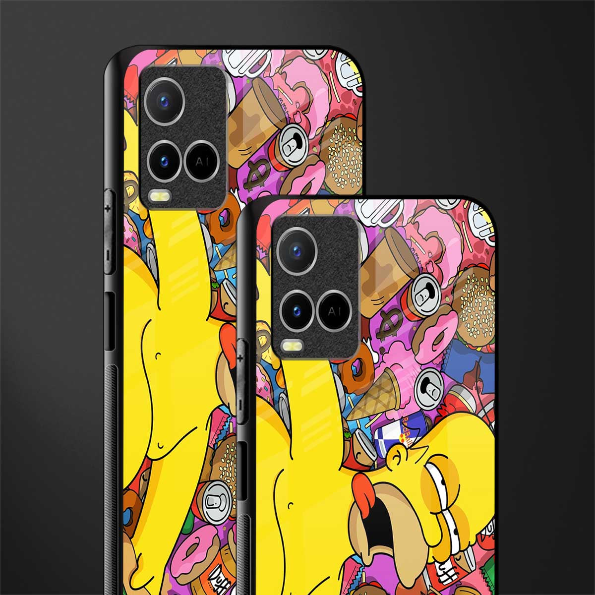 drunk homer simpsons glass case for vivo y21t image-2
