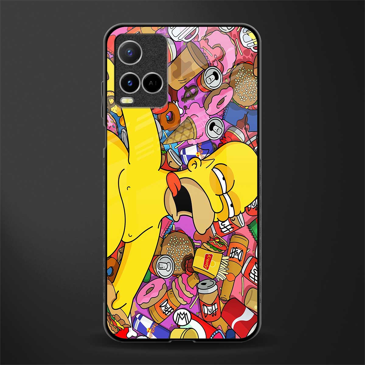 drunk homer simpsons glass case for vivo y21s image