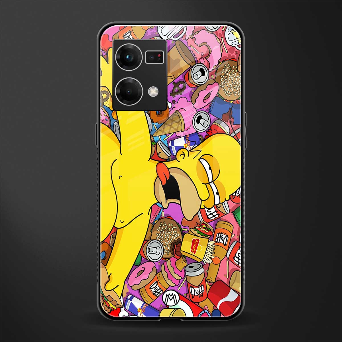 drunk homer simpsons back phone cover | glass case for oppo f21 pro 4g
