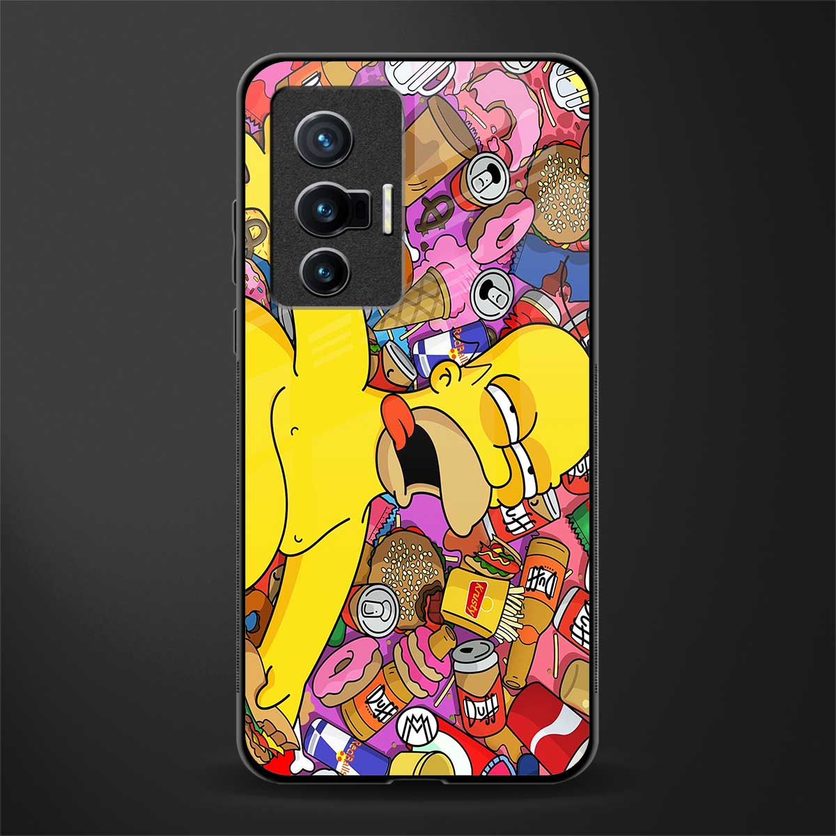 drunk homer simpsons glass case for vivo x70 image